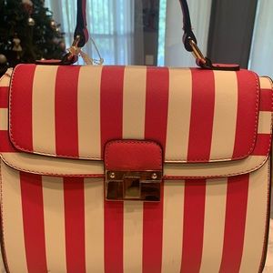 Medium-sized pink and white striped purse